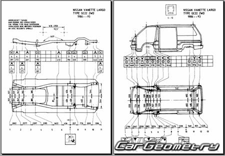 Nissan Largo & Vanette (GC22) 1985-1993 (RH Japanese market) Body dimensions