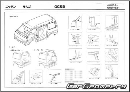 Nissan Largo & Vanette (GC22) 1985-1993 (RH Japanese market) Body dimensions