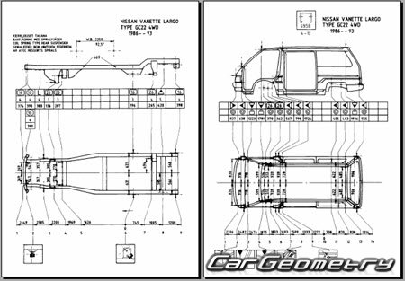 Nissan Largo & Vanette (GC22) 1985-1993 (RH Japanese market) Body dimensions