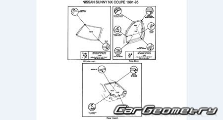 Nissan Sunny & NX-Coupe (B13) 1990-1993 (RH Japanese market) Body dimensions