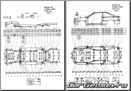 Nissan Sunny & NX-Coupe (B13) 1990-1993 (RH Japanese market) Body dimensions