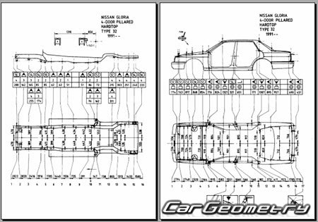 Nissan Cedric & Gloria (Y32) 1991-1995 (RH Japanese market) Body dimensions