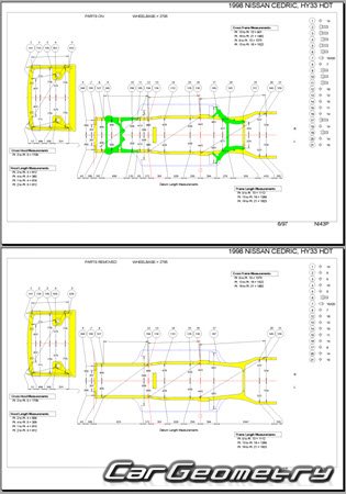 Nissan Cedric & Gloria (Y33) 1995-1999 (RH Japanese market) Body dimensions