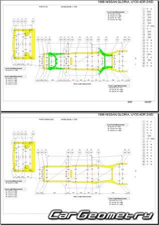 Nissan Cedric & Gloria (Y33) 1995-1999 (RH Japanese market) Body dimensions