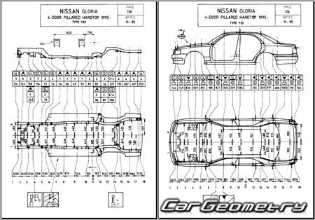 Nissan Cedric & Gloria (Y33) 1995-1999 (RH Japanese market) Body dimensions