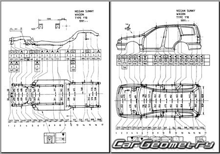 Nissan AD Wagon & Sunny California (Y10) 1990-1999 (RH Japanese market) Body dimensions