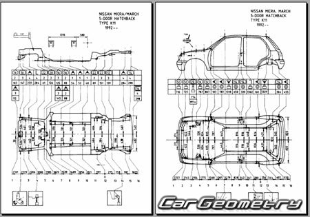 Nissan March (K11) 1992-2002 (RH Japanese market) Body dimensions