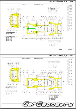 Nissan March (K11) 1992-2002 (RH Japanese market) Body dimensions