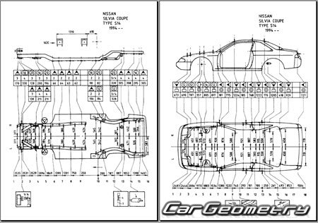 Nissan Silvia (S14) 1993-1998 (RH Japanese market) Body dimensions