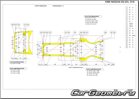 Nissan Silvia (S14) 1993-1998 (RH Japanese market) Body dimensions