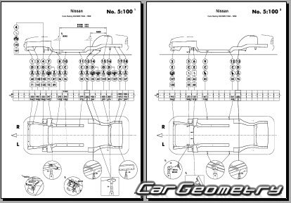 Nissan Sunny & Lucino (B14) 1993-1999 (RH Japanese market) Body dimensions