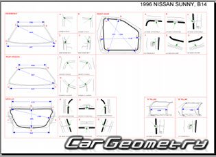 Nissan Sunny & Lucino (B14) 1993-1999 (RH Japanese market) Body dimensions