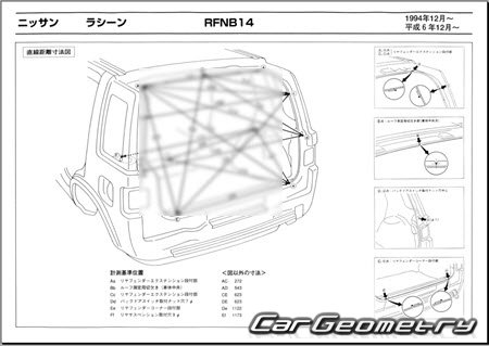 Nissan Rasheen (RFNB14) 1994-2000 (RH Japanese market) Body dimensions