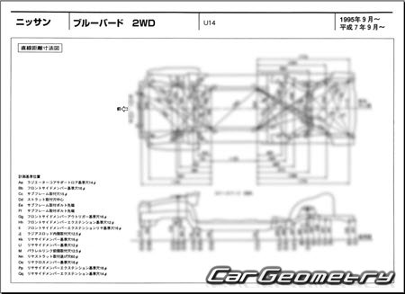 Nissan Bluebird (U14) 19962001 (RH Japanese market) Body dimensions