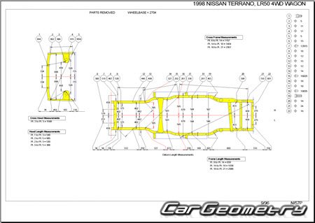 Nissan Terrano & Terrano Regulus (R50) 1996-2002 (RH Japanese market) Body dimensions