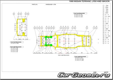 Nissan Terrano & Terrano Regulus (R50) 1996-2002 (RH Japanese market) Body dimensions