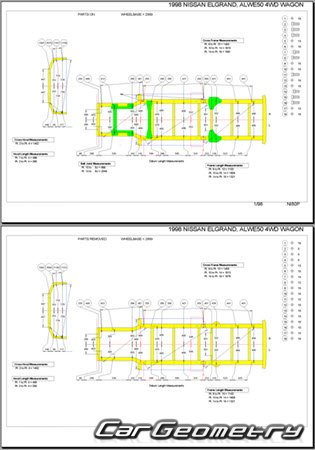 Nissan Caravan Elgrand & Homy Elgrand (E50) 1997-1999 (RH Japanese market) Body dimensions