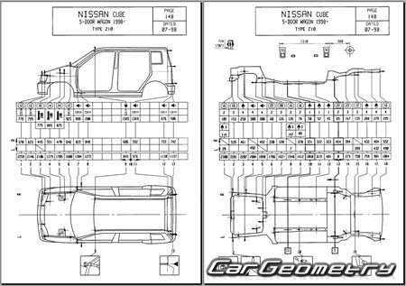 Nissan Cube (Z10) 1998-2002 (RH Japanese market) Body dimensions