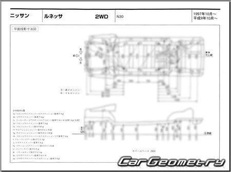 Nissan Rnessa (N30) 1997-2001 (RH Japanese market) Body dimensions