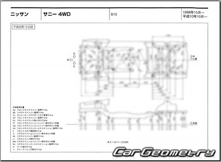 Nissan Sunny (B15) 1998-2004 (RH Japanese market) Body dimensions