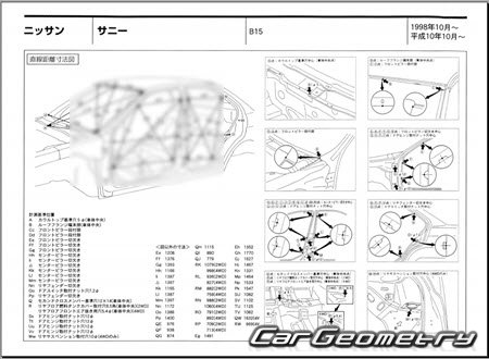 Nissan Sunny (B15) 1998-2004 (RH Japanese market) Body dimensions