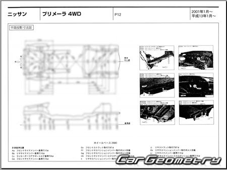 Nissan Primera (P12) 2001-2005 (RH Japanese market) Body dimensions