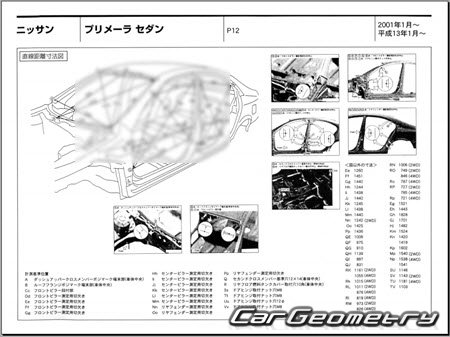 Nissan Primera (P12) 2001-2005 (RH Japanese market) Body dimensions