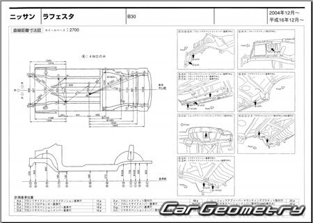 Nissan Lafesta (B30) 2004-2012 (RH Japanese market) Body dimensions