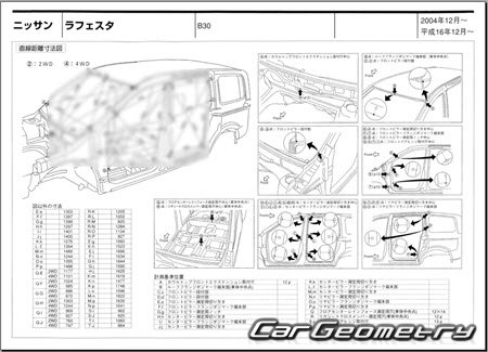 Nissan Lafesta (B30) 2004-2012 (RH Japanese market) Body dimensions