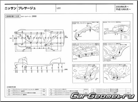 Nissan Presage (U31) 2003-2009 (RH Japanese market) Body dimensions