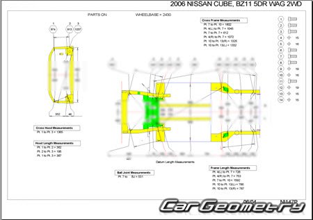 Nissan Cube (Z11) 2002-2008 (RH Japanese market) Body dimensions