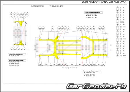 Nissan Teana (J31) 20032008 (RH Japanese market) Body dimensions