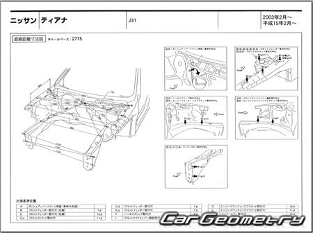 Nissan Teana (J31) 20032008 (RH Japanese market) Body dimensions