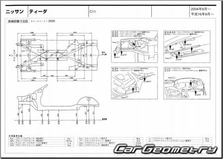 Nissan Tiida (C11) 2004-2012 (RH Japanese market) Body dimensions