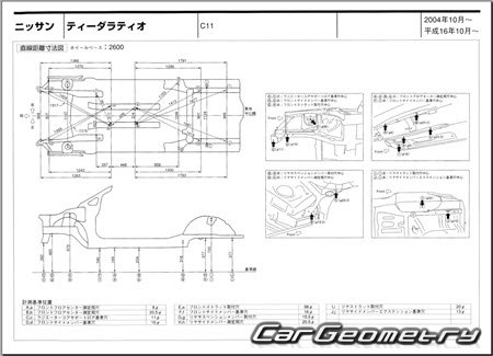 Nissan Tiida Latio (C11) 2004-2012 (RH Japanese market) Body dimensions