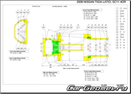 Nissan Tiida Latio (C11) 2004-2012 (RH Japanese market) Body dimensions