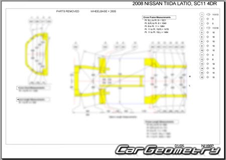 Nissan Tiida Latio (C11) 2004-2012 (RH Japanese market) Body dimensions