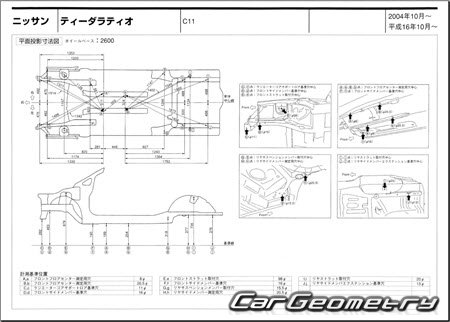 Nissan Tiida Latio (C11) 2004-2012 (RH Japanese market) Body dimensions