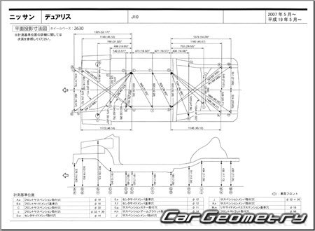 Nissan Dualis (J10) 2007-2014 (RH Japanese market) Body dimensions