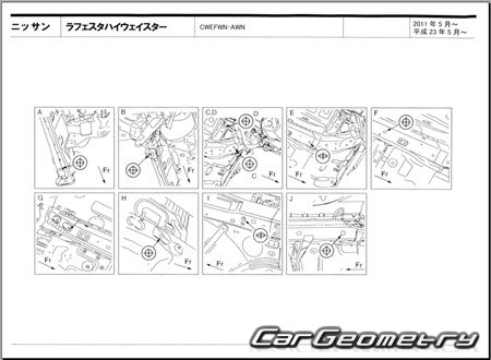 Nissan Lafesta (B35) 2011-2018 (RH Japanese market) Body dimensions