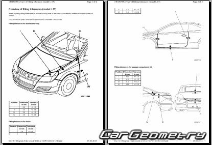 Opel Astra H TwinTop L67 2007-2010 Body Dimensions
