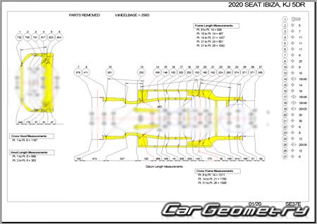 Seat Ibiza 2017-2024 (5DR Hatchback) Body dimensions