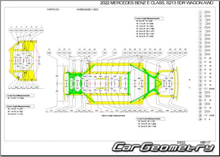 Mercedes E-Class Estate (S213) 20162023 Body dimensions