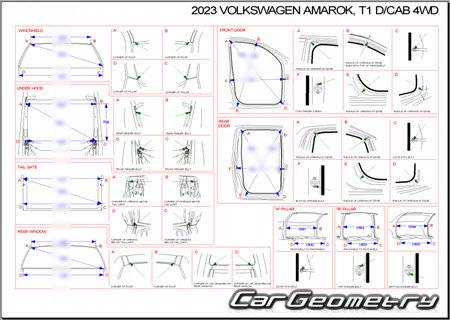 Размеры кузова Volkswagen Amarok 2023-2031 Body Repair Manual Размеры кузова Volkswagen Amarok 2023-2031 Body Repair Manual