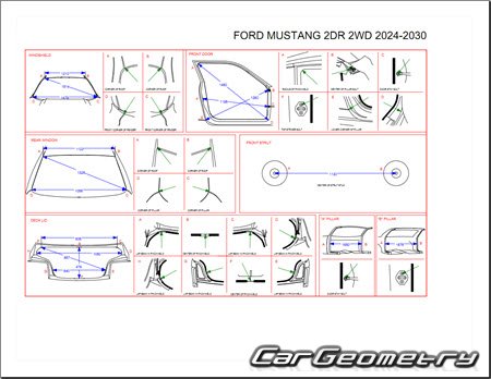 Размеры кузова Ford Mustang 2023-2030 Body dimensions Размеры кузова Ford Mustang 2023-2030 Body dimensions