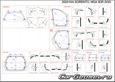 Размеры кузова Kia Sorento (MQ4) с 2021 Body shop manual Размеры кузова Kia Sorento (MQ4) с 2021 Body shop manual