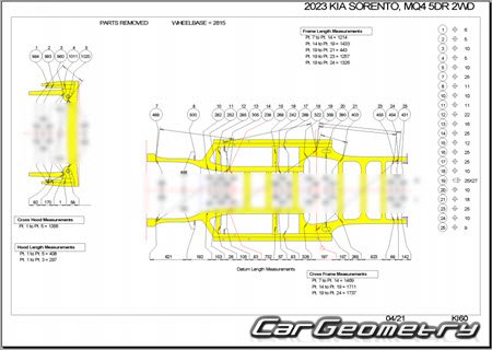 Размеры кузова Kia Sorento (MQ4) с 2021 Body shop manual Размеры кузова Kia Sorento (MQ4) с 2021 Body shop manual
