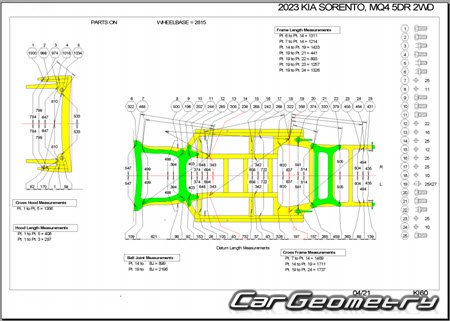 Размеры кузова Kia Sorento (MQ4) с 2021 Body shop manual Размеры кузова Kia Sorento (MQ4) с 2021 Body shop manual
