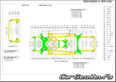 Кузовные размеры Mazda 3 (BP) 2019-2025 Sedan Четвертое поколение Кузовные размеры Mazda 3 (BP) 2019-2025 Sedan Четвертое поколение