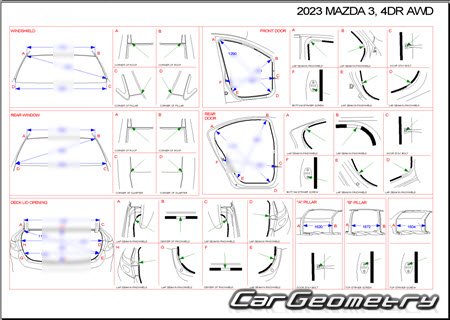 Кузовные размеры Mazda 3 (BP) 2019-2025 Sedan Четвертое поколение Кузовные размеры Mazda 3 (BP) 2019-2025 Sedan Четвертое поколение